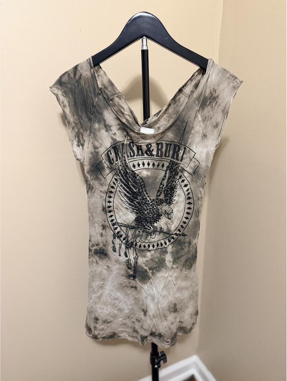 Crash & Burn Eagle Graphic Top Size M Tie Dye Studded Biker Rock Tee